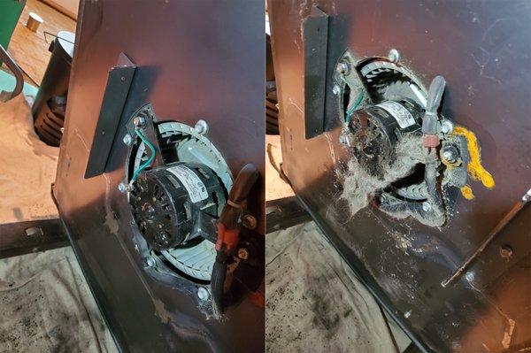 Before after cleaning of blower on Harman