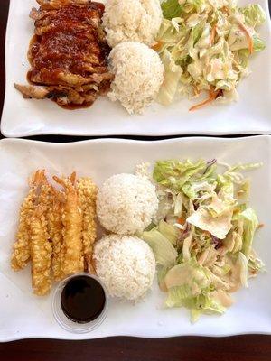 Tempura and spicy chicken teriyaki
