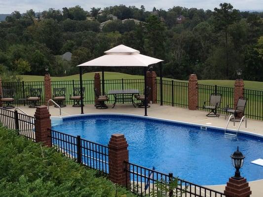 Aluminum Fence & Brick Columns