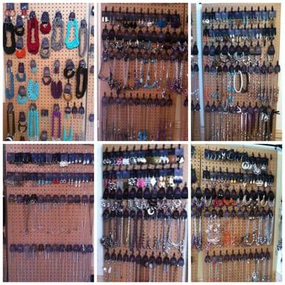 Some examples of the Blingtique at the salon.  All items are $5 each  I stock hair accessories, necklaces, earrings, rings and bracelets.
