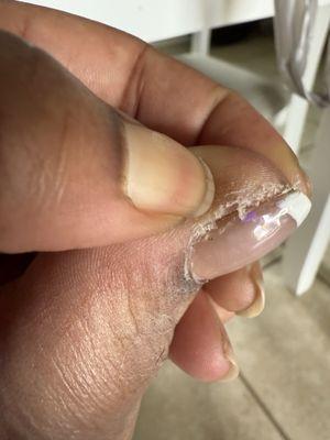 24hours after $62 pedicure. Asked them to fix it while I was there and the male tech yelled at me and refused.