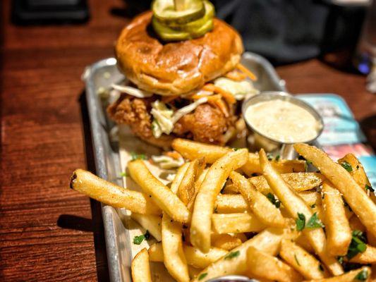 Fish sandwich with fries