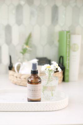 Our custom scented aromatic sprays are a beautiful way to freshen up your home.