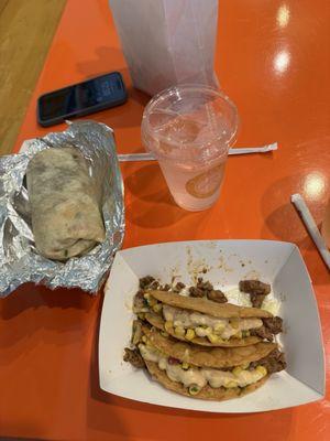 Chicken burrito & tacos