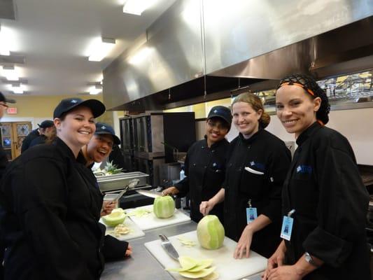 Students in the kitchen.