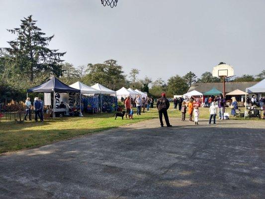 Vendor booths adjacent to the hall
