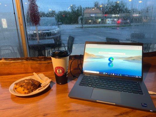 Cinnamon scone and a coffee