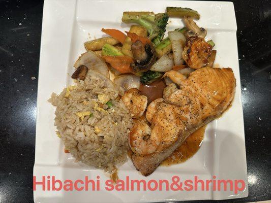 Hibachi salmon &shrimp with fried rice