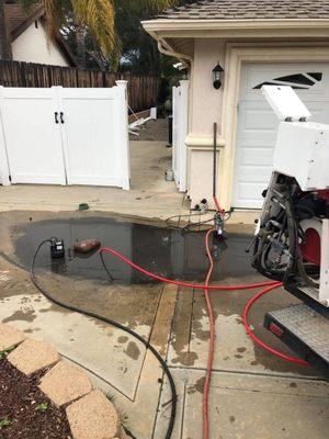 Hydro jetting residential storm drain lines