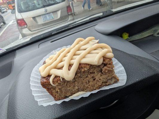 Spiced cake with cream cheese icing (something special they tried that day!)