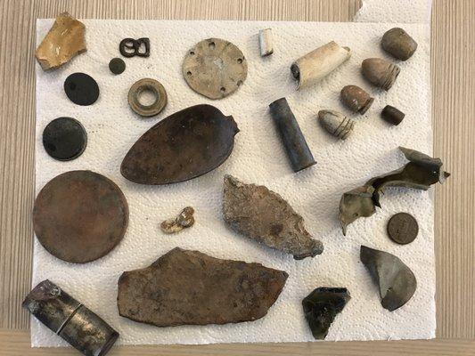 Our final haul after 2 hours. Bullets, buttons, and more!