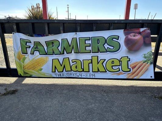 Seasonal market, Thursdays 4-8pm. Usually starts in May.