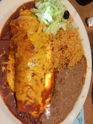 Chicken enchilada, rice & beans