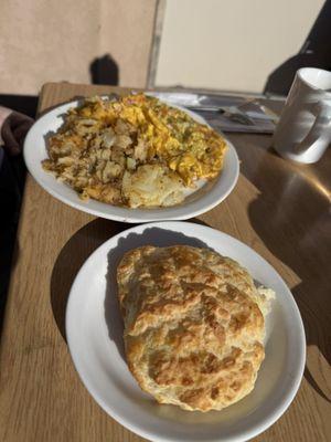 Ranch omelette with huge biscuit