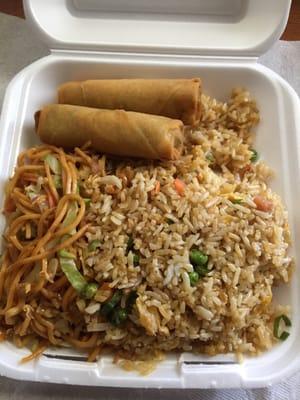 Fried rice, chow mien, & egg rolls