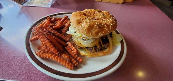 Drifter burger and sweet potato fries