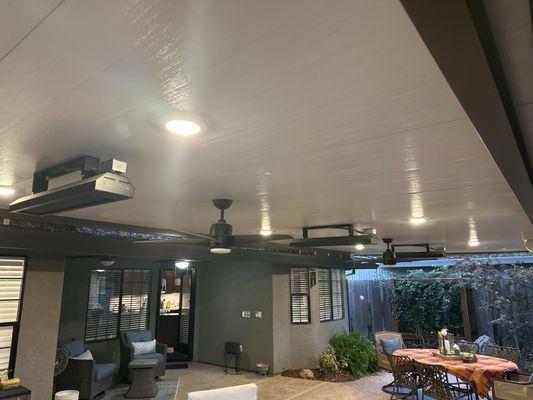 Infrared patio heaters can lights and fans