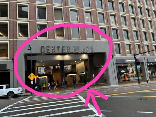 Enter up the stairs here, next to Cafe Nero