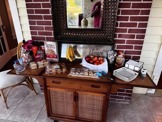 Morning snacks while breakfast is being cooked