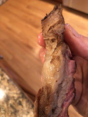 Brisket at Real Urban BBQ. If you like grizzle, this is your place!