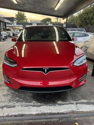 Tesla Model X detailed after repairs ready to go home