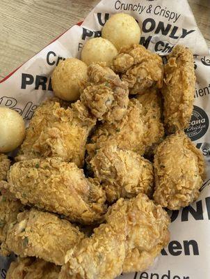 Delish chicken wings and mochi cheese balls