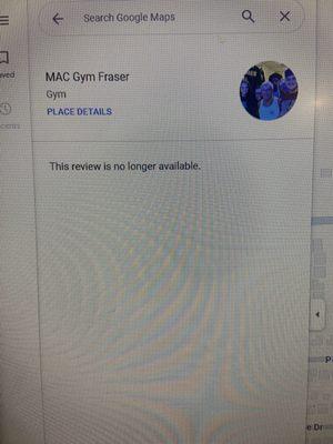 my review being removed from google