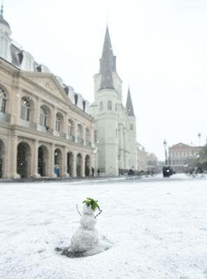 Snowman, Jackson Square, New Orleans   (credit: @marcorasi.bsky.social)