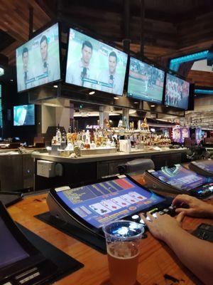 Lots of beer, liquors and sport food to order here