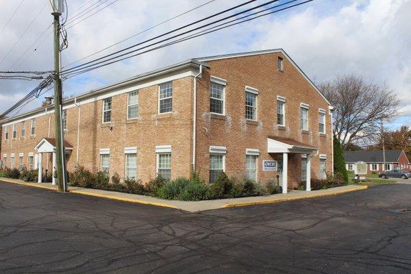 Building entrance from backside