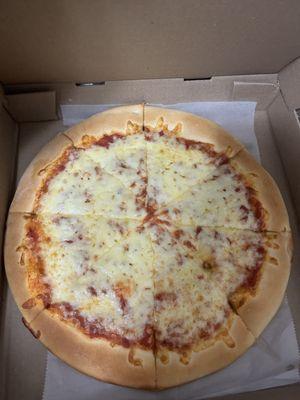 Large plain cheese pizza