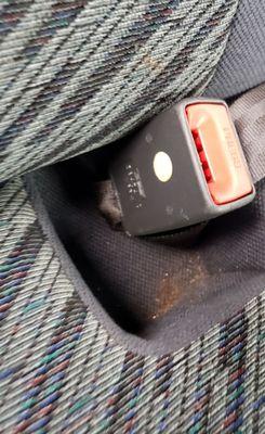 Still dirty after the second visit for detailing. After the first time seatbelt area was still filled with trash.