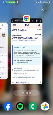 The bogus tracking # and status it's been in since 4/8/25