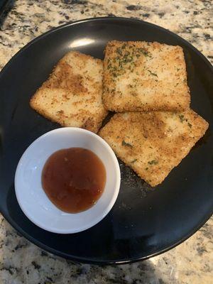 Fried Grit Cakes with Sassy Hot sauce