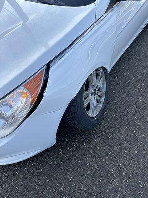 Bolts flew off and damaged my fender . Do not go to this tire place !