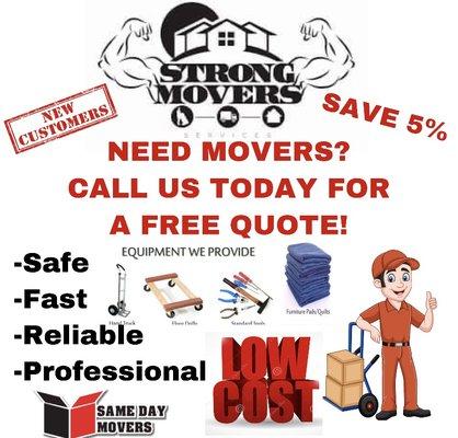 Need help moving we are here to help call today for a free quote we're offering the most important services that you need during your move!