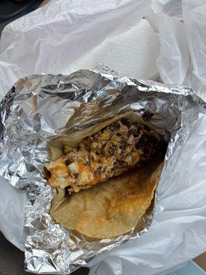 Chorizo and egg taco