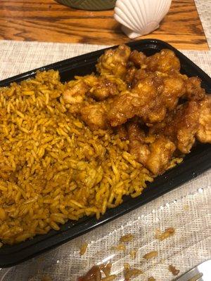General Tso's chicke and Plain Fried Rice (Small)