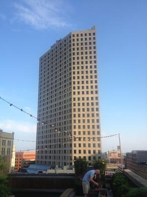 Ha ha Luke photo bombed a picture of the 411 building.