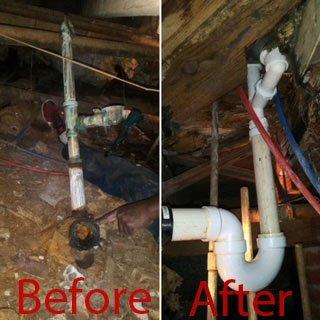 Tub drain repair under home