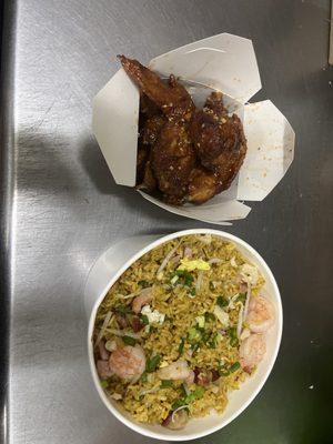 Special Fried Rice and Sweet and Spicy Chicken Wings