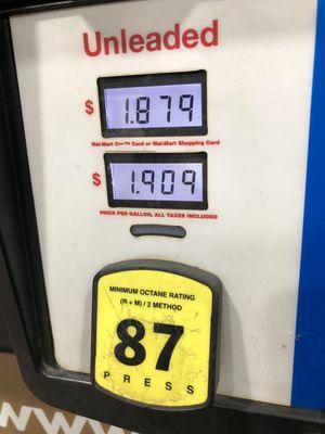 12/5/18. Wednesday night. Reg Unlead $1.909/gal.