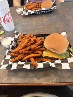 Cheeseburger with Sweet Potato Fries