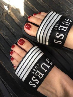 Pedicure! Regular polish they have sets of polish that are both gel and regular.