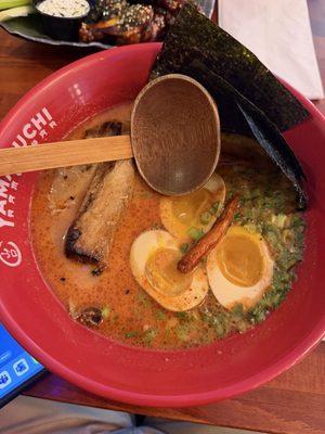Spicy tonkotsu and extra eggs