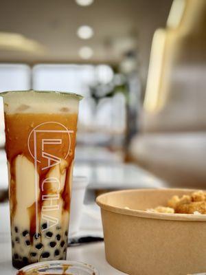 Chicken Katsu and Tiger Sugar Milk. Total $23.04