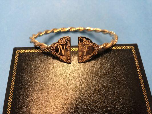 Great example of a handmade custom piece that Absi Jewelers did...it will be treasured for generations!