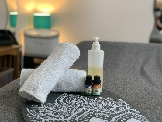 Relaxation therapy includes hot towels and aromatherapy