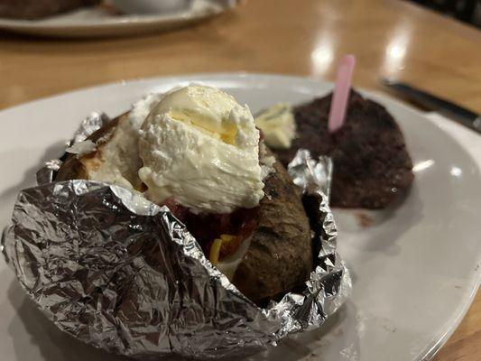7oz filet and loaded baked potato
