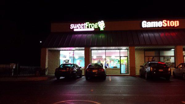 Sweet Frog in Chambersburg after dark